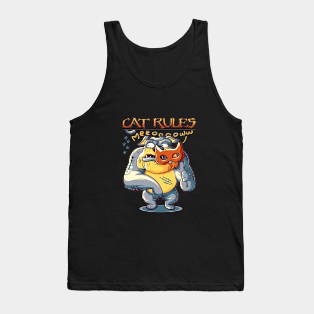 CAT RULES MEEOOWW Tank Top by mumi_tee